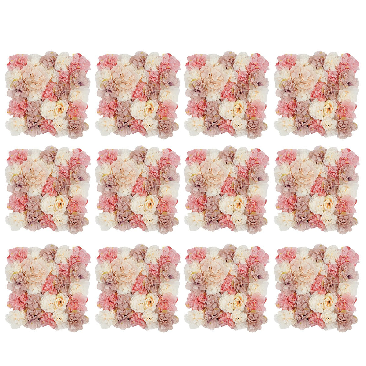 Pink Yellow Flower Wall Panels, Artificial Peony Rose Backdrop, 6Pcs 3D Silk Floral Panels for Wedding Decor, Party Background, Home Wall Decoration (40x60cm)