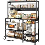 SUPERJARE Bakers Rack with Power Outlet, 35.4 Inches Coffee Bar with Basket