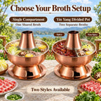 Charcoal Hot Pot, Chinese Charcoal Hot Pot Cooker for Camping (Bronze)