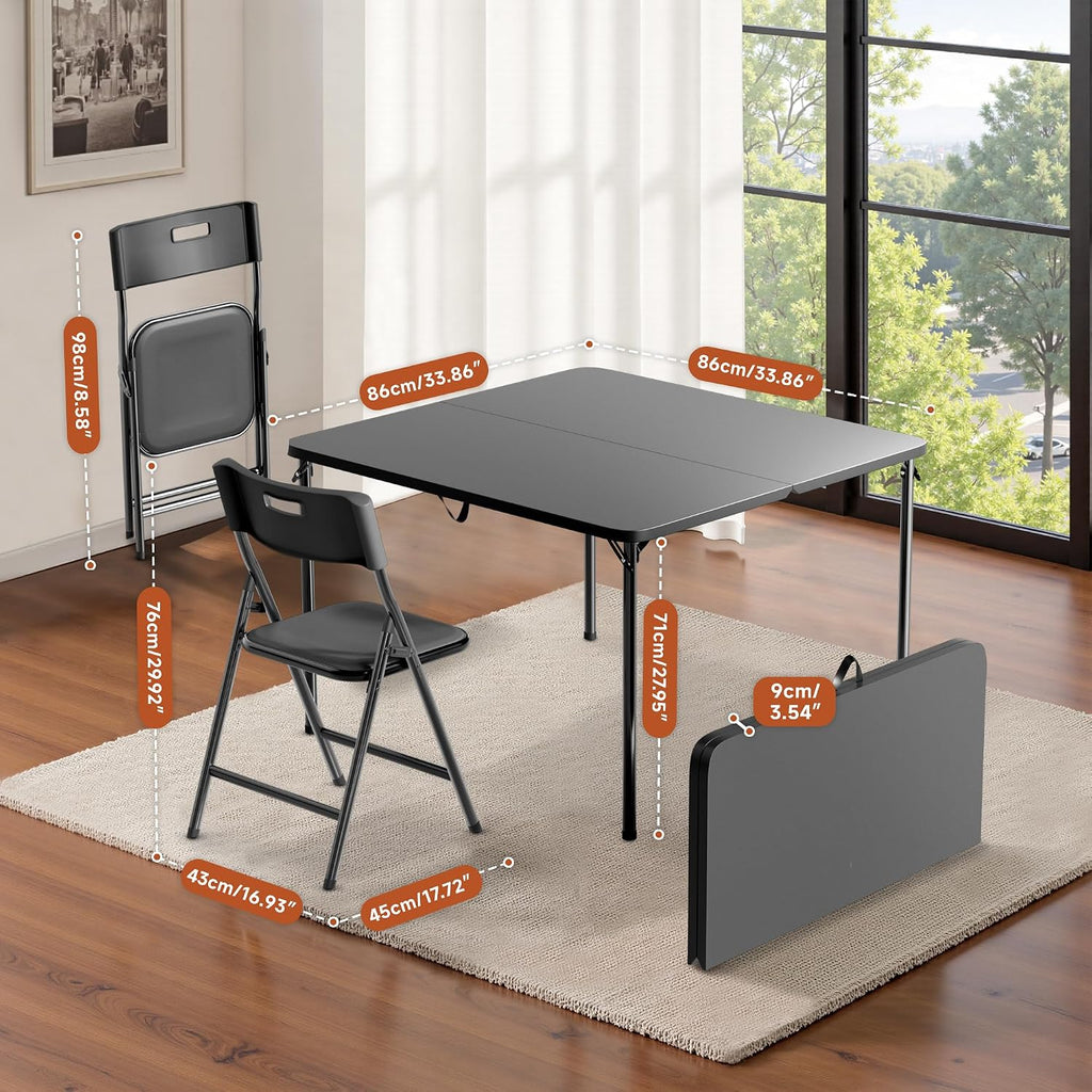 Folding Card Table and Chair Set of 5, Weather‑Resistant & Durable