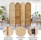 4 Panel Rattan Room Divider, Folding Room Divider Screen, Natural