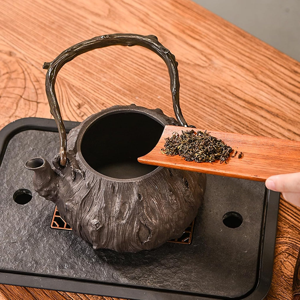 Cast Iron Teapot, Stovetop Safe Tea Kettle With handle, Asian Style Handmade Tea Pot For Home Camping Outdoor Use(1.2L, BlackB)