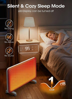 Convection Panel Space Heater Indoor Use, Large Room Electric Heater with Wifi App Control, Smart Mica Infrared Heater with Programmable Thermostat, Wall Mount or Standing, Quiet & Eco, 1500W
