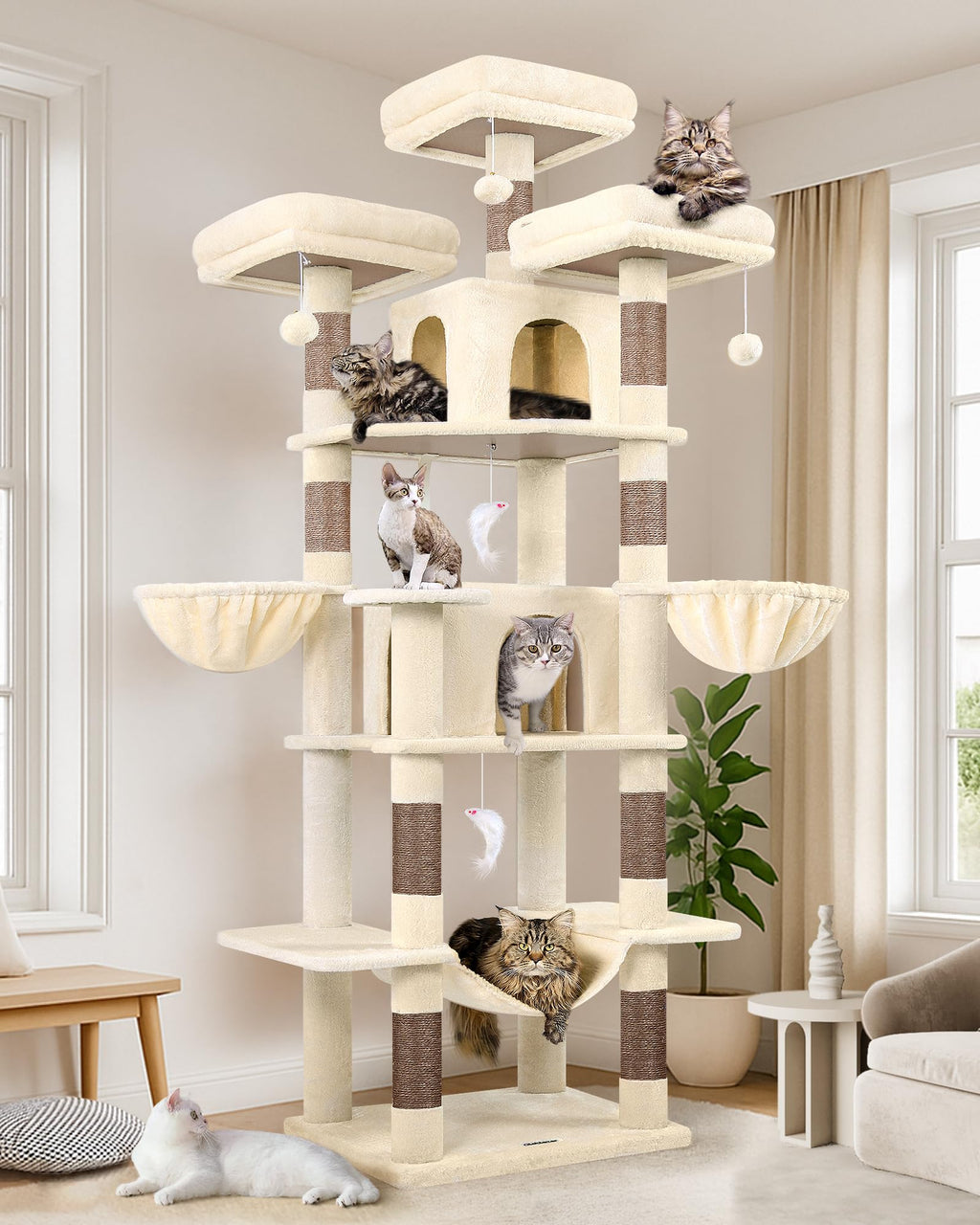 Globlazer Big XXL Cat Tower for Indoor Multiple Cats, F80, Dark Grey