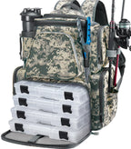 Piscifun Fishing Tackle Backpack with 2 Rod Holders, 4 Boxes & Rain Cover