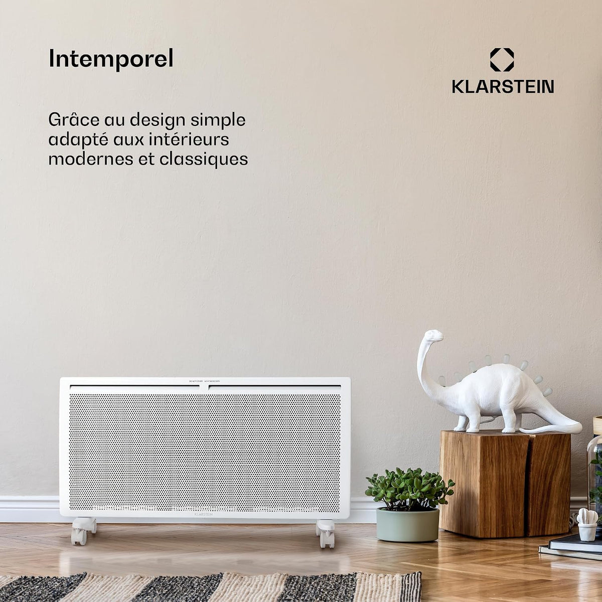 Klarstein Hot Spot SlimCurve Double 2-in-1 Convection and Infrared Heater, Overheat Protection, Weekly Timer, Wall or Stand Mounting with 2 Rolling Legs, Sheet Steel, 2000 W, White