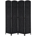 HOMCOM Room Divider 6-Panel, 6FT-Tall Folding Privacy Screen, Natural
