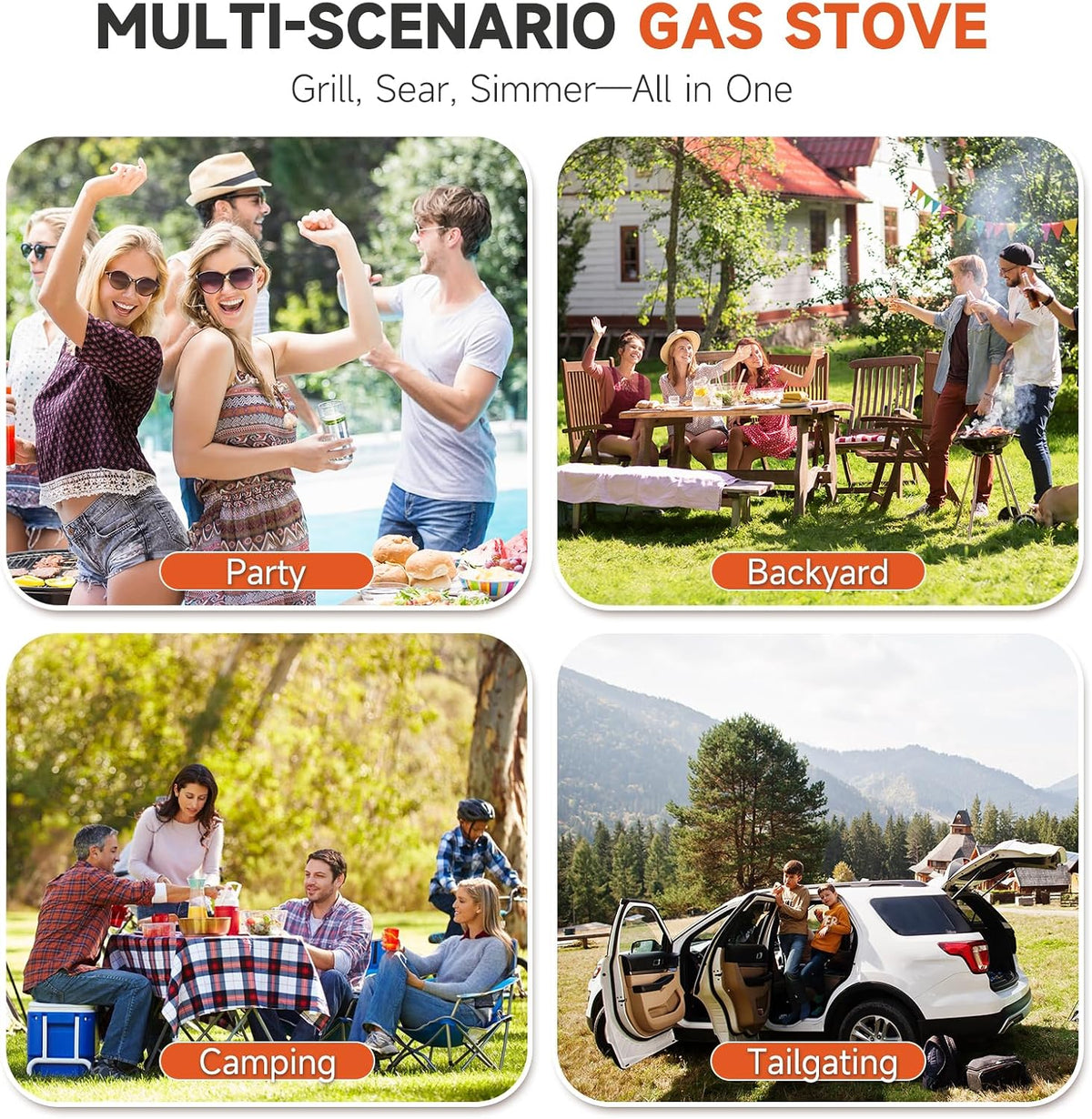 3 Burner Propane Burner, Outdoor Camping Stove, 225,000 BTU
