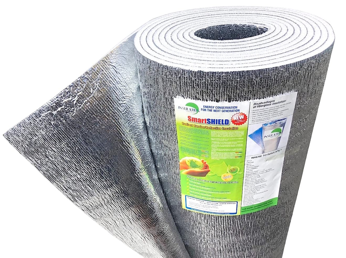 SmartSHIELD -10mm 48" x 50ft R22 Reflective Insulation roll, Foam Core Radiant Barrier, Thermal Insulation Shield - Foil / Foil