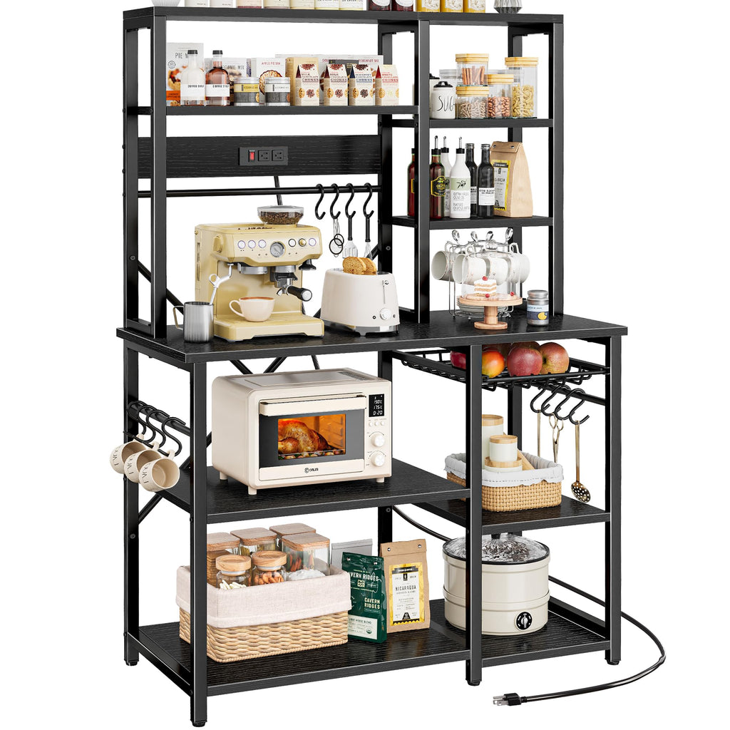 SUPERJARE Large Bakers Rack with Power Outlets, 39.6 Inches Microwave Stand