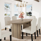 GarveeHome 63" Long Oval Dining Table with Wooden Base for 4-6 People