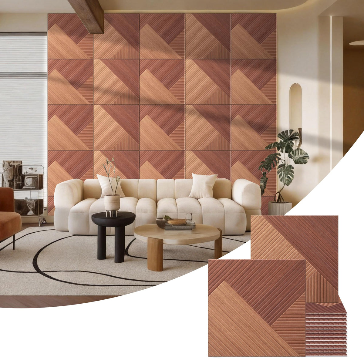 BUBOS 6-Pack Acoustic Panels, Wood Grain Sound Absorbing Panels, 23.6x23.6