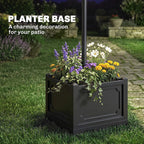 Outsunny 74.5" 3-Head Solar Lamp Post Light Outdoor with Planter, Black