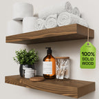 Solid Wood Floating Shelves for Wall 36 Inches Long, Walnut Wooden Shelf