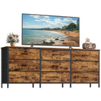 SONGMICS Dresser with 9 Fabric Drawers, TV Stand for TVs Up to 70 Inches