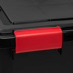 IRIS USA 4-Pack 74 Qt Storage Bins with Gasket Lids, Black/Red