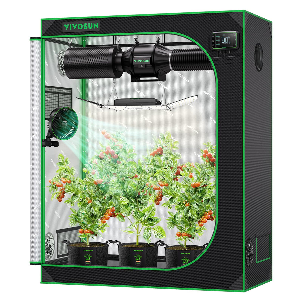 VIVOSUN S448 4x4 Grow Tent 48"x48"x80" Mylar Tent for Indoor Plants