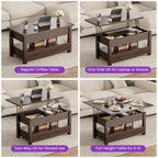 DUMOS 39.4" Convertible Lift Top Coffee Table, 4 in 1 Multifunctional Table