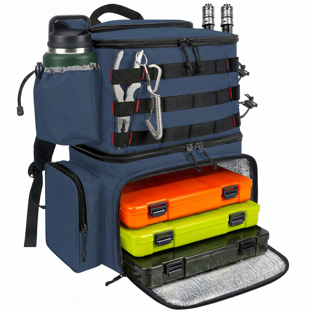 MATEIN Fishing Backpack, Tackle Storage Bag with Rod Holders & Cooler