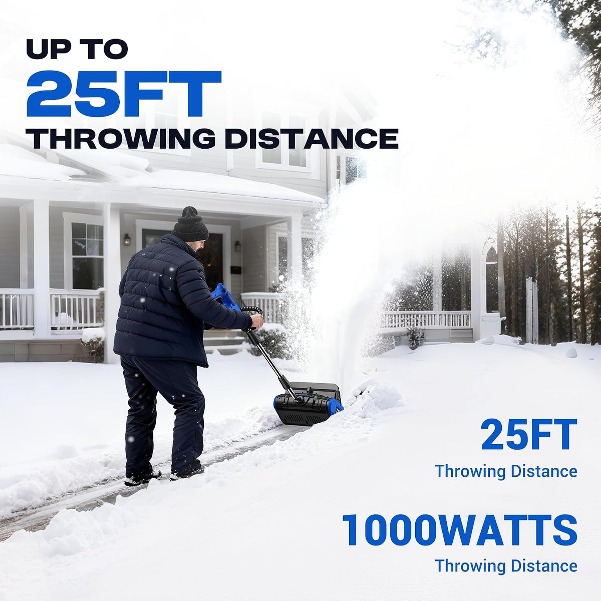 40V Electric Cordless Snow Shovel, 13 Inch Brushless Snow Blower with 2×4.0Ah Batteries & Fast Charger, 25FT Throw Distance Snow Shovel for Driveway, Patio, Deck, Walkway