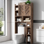 Over the Toilet Storage Cabinet, Freestanding Farmhouse Storage Cabinet Over Toilet, Bathroom Organizer with Paper Holder Stand and Adjustable Shelf, Grey