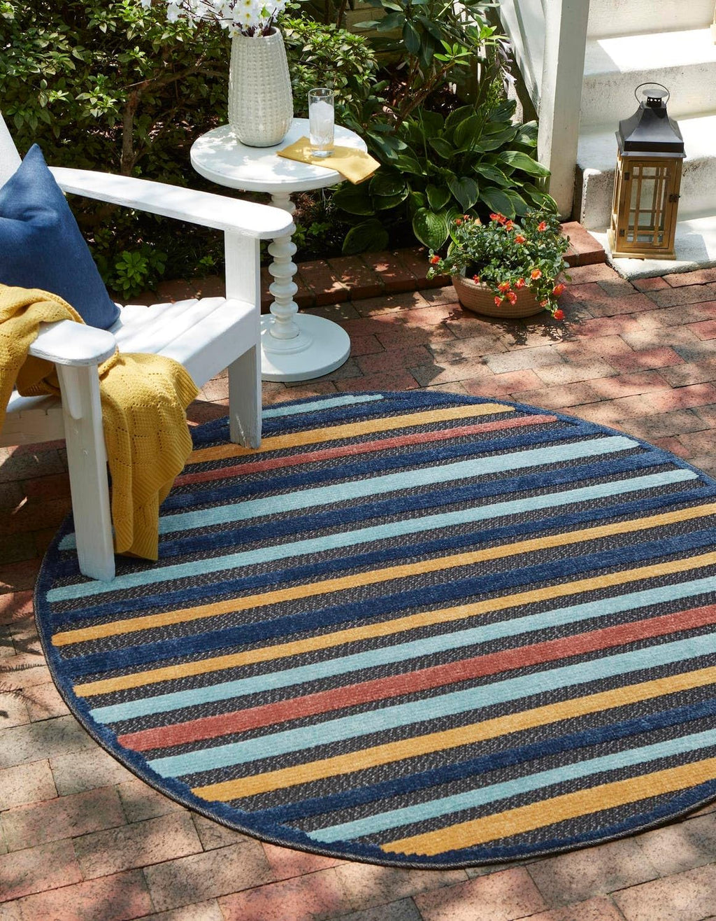 Unique Loom Belize Outdoor Collection Area Rug - Altun (7' 10" x 10' Rectangle, Charcoal/ Light Blue)