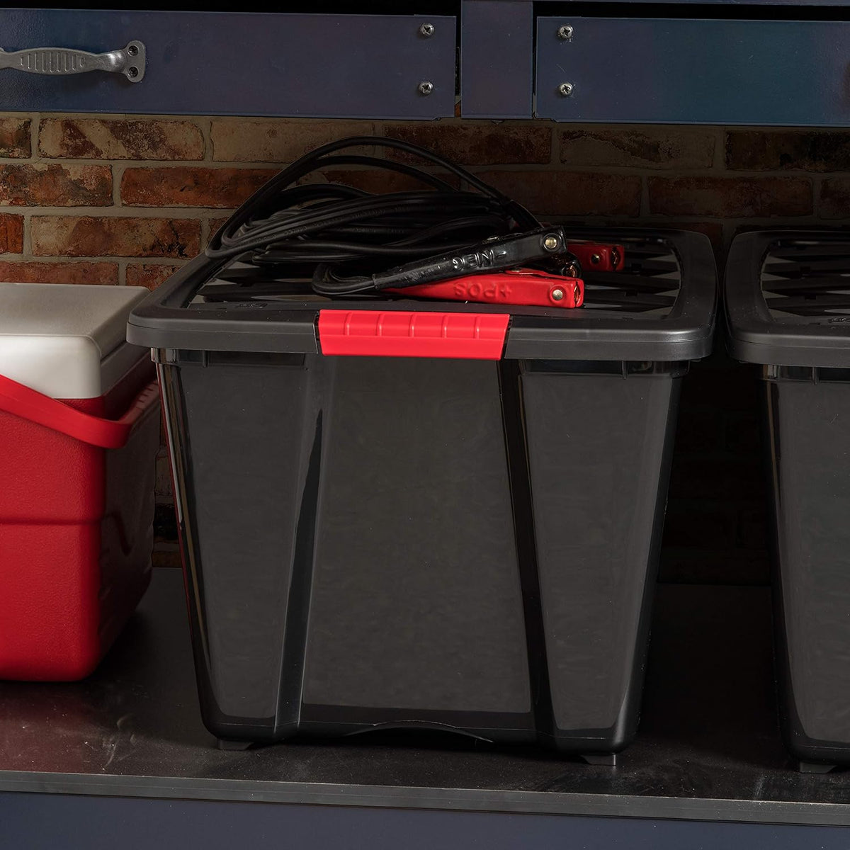 IRIS USA 6-Pack 54 Quart Storage Bins with Lids, Black