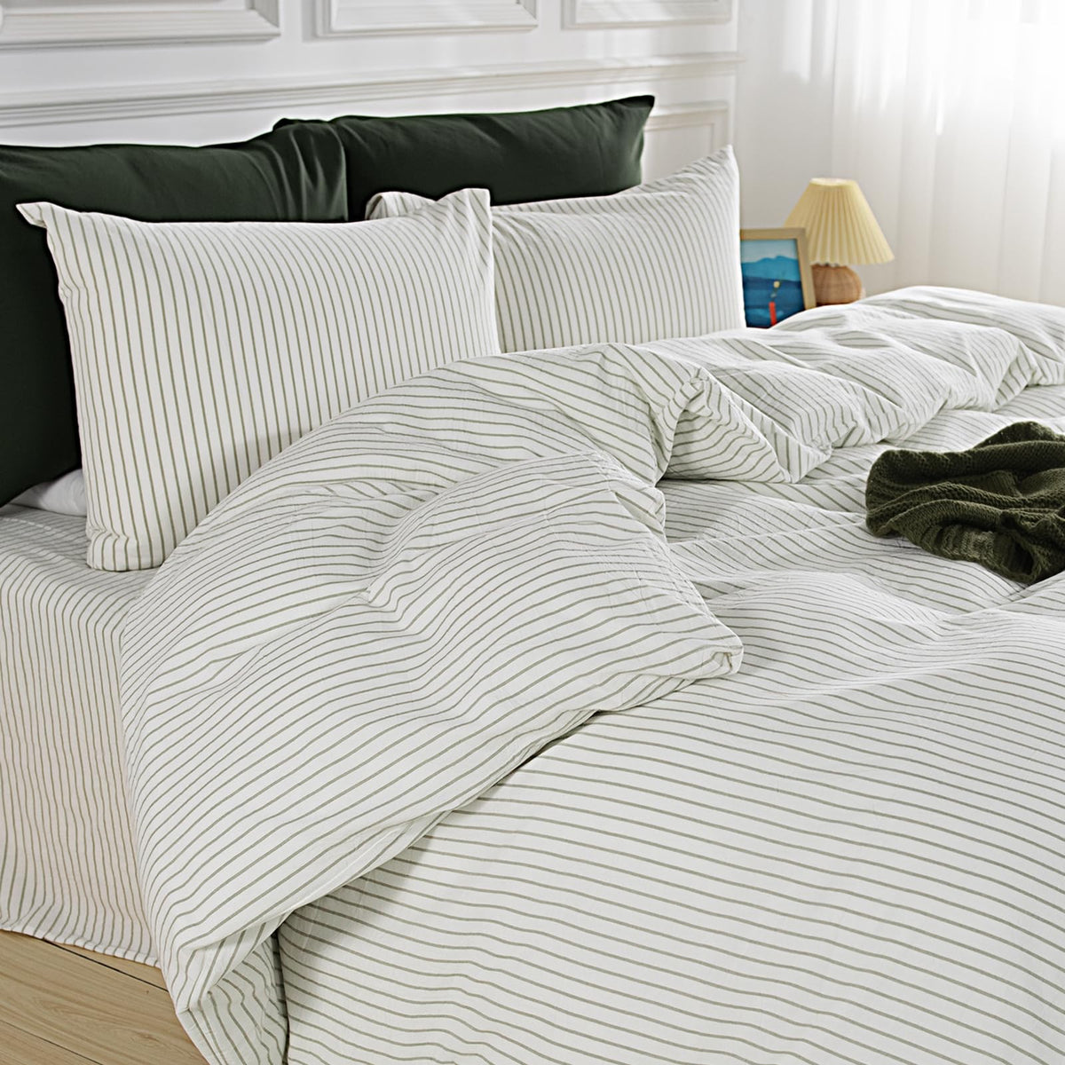 NEXHOME PRO Duvet Cover Set Queen Size Linen Look Textured 100% Washed Cotton Duvet Cover Burgundy Dark Red 3 Pieces Bedding Set with Zipper Closure,Breathable, Soft Organic Natural(No Comforter)