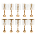 Wedding Centerpieces Gold Vases,10PCS Metal Flower Candle Holder,Wedding Vase for Tables,Crystal Flower Vase Metal Flowers Stand for Party Tables Decorations