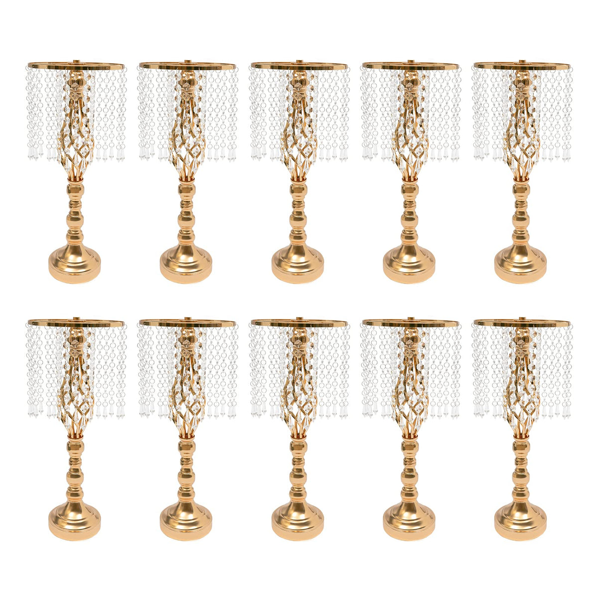 Wedding Centerpieces Gold Vases,10PCS Metal Flower Candle Holder,Wedding Vase for Tables,Crystal Flower Vase Metal Flowers Stand for Party Tables Decorations