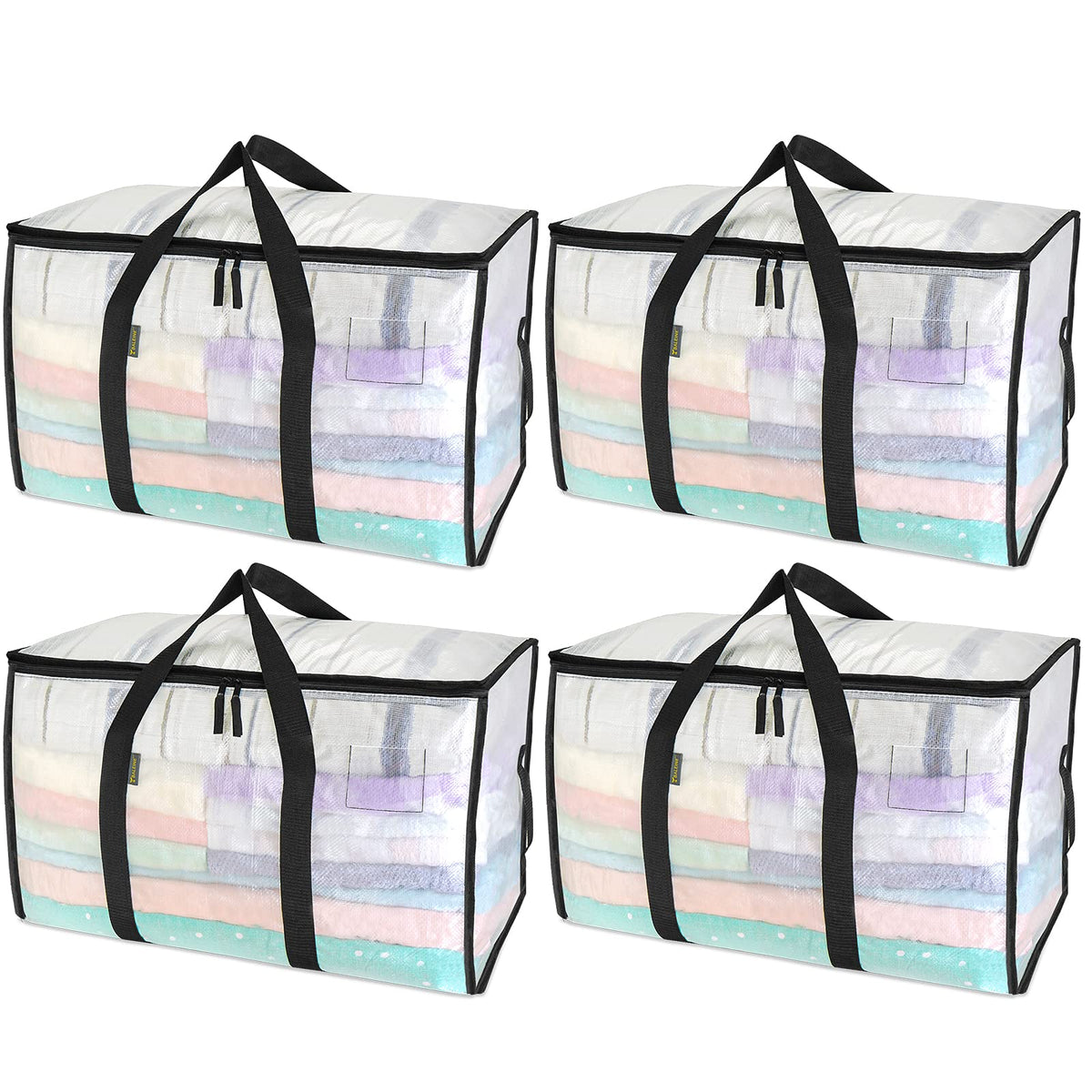 BALEINE 16-Pack Oversized Moving Bags with Reinforced Handles, Heavy-Duty Storage Tote for Clothes, Moving Supplies (Clear, 16-Pack)