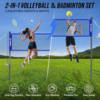 Portable Volleyball Net Set for Backyard, Adjustable Width (32/26/20FT) & Height, Anti-Sag Tension Design for Outdoor Stability, PU Volleyball with Pump, Carry Bag