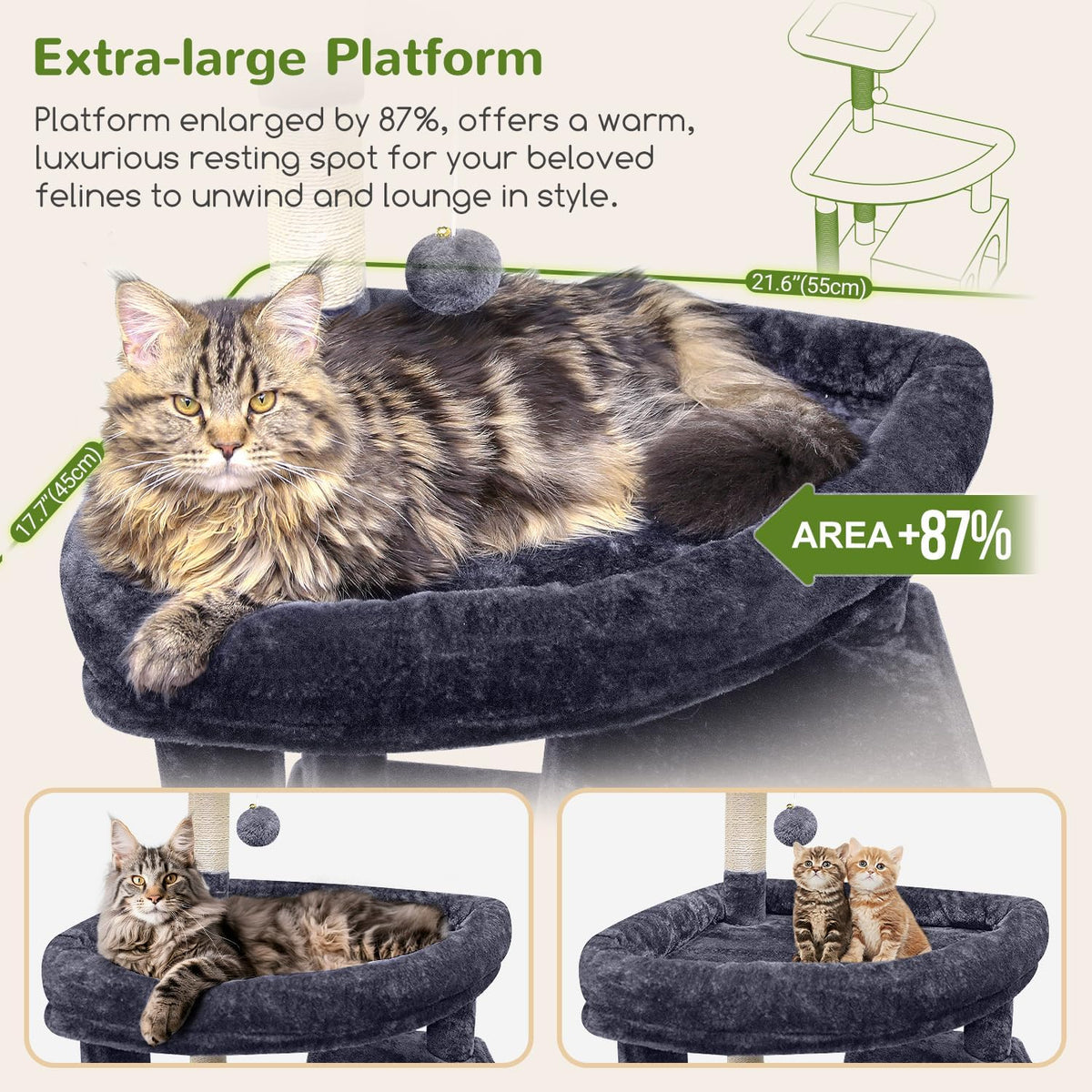 Globlazer Giant Cat Tree for Indoor Large Cats, 83in, F83, Dark Grey