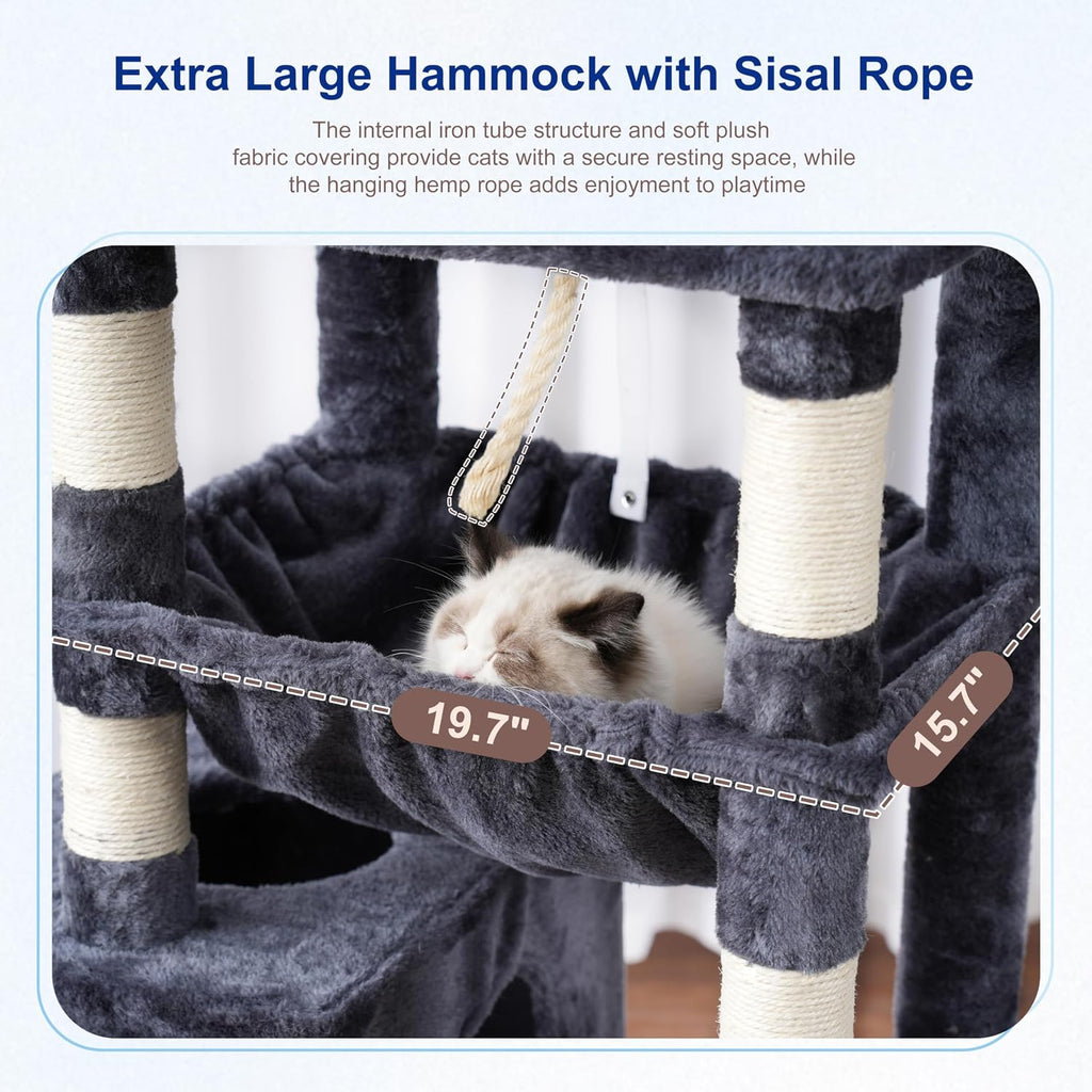 Gitelsnour Cat Tree, 63'' Cat Tower for Large Cats, Big Hammock GCT020G