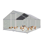 Aoxun Large Metal Chicken Coop, Outdoor Chicken Runs for Yard with Cover, Spire Roof Hen House Enclosure with Security Lock, Walk-in Cage Peak Hen House for Yard Farm (10x20x6.4 FT)