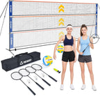 3-in-1 Volleyball Badminton Pickleball Net Set Adjustable Height