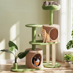 Feandrea Cat Tree, 68.1-Inch Multi-Level Plush Cat Tower, Artificial Leaves