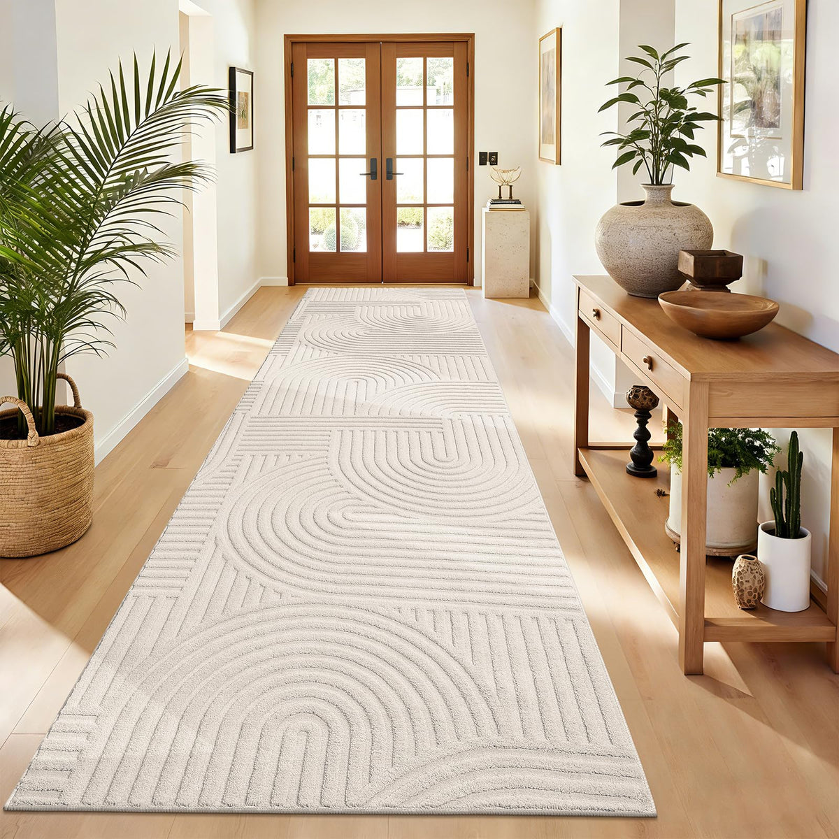 Pauwer 6x9 Area Rugs for Living Room, Modern Non Slip Washable Rug, Beige