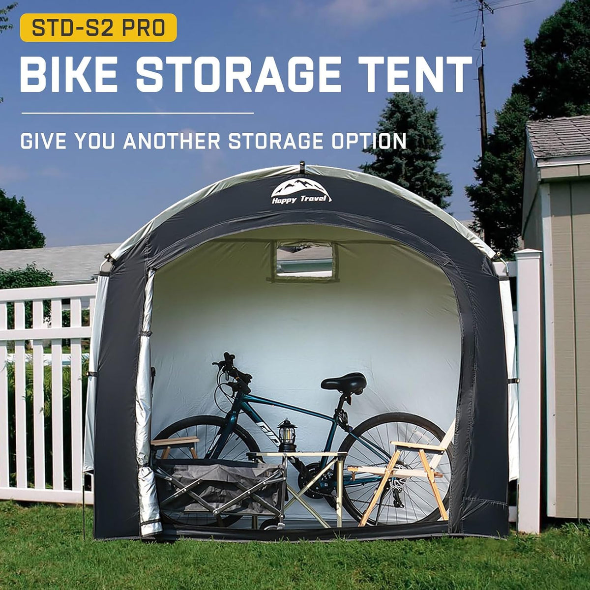Happy Travel Bike Storage Shed Tent, Outdoor Portable Bicycle Storage Sheds