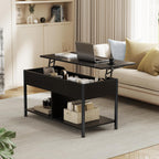 OLIXIS Coffee Table with Storage for Home Living Room Office, Black