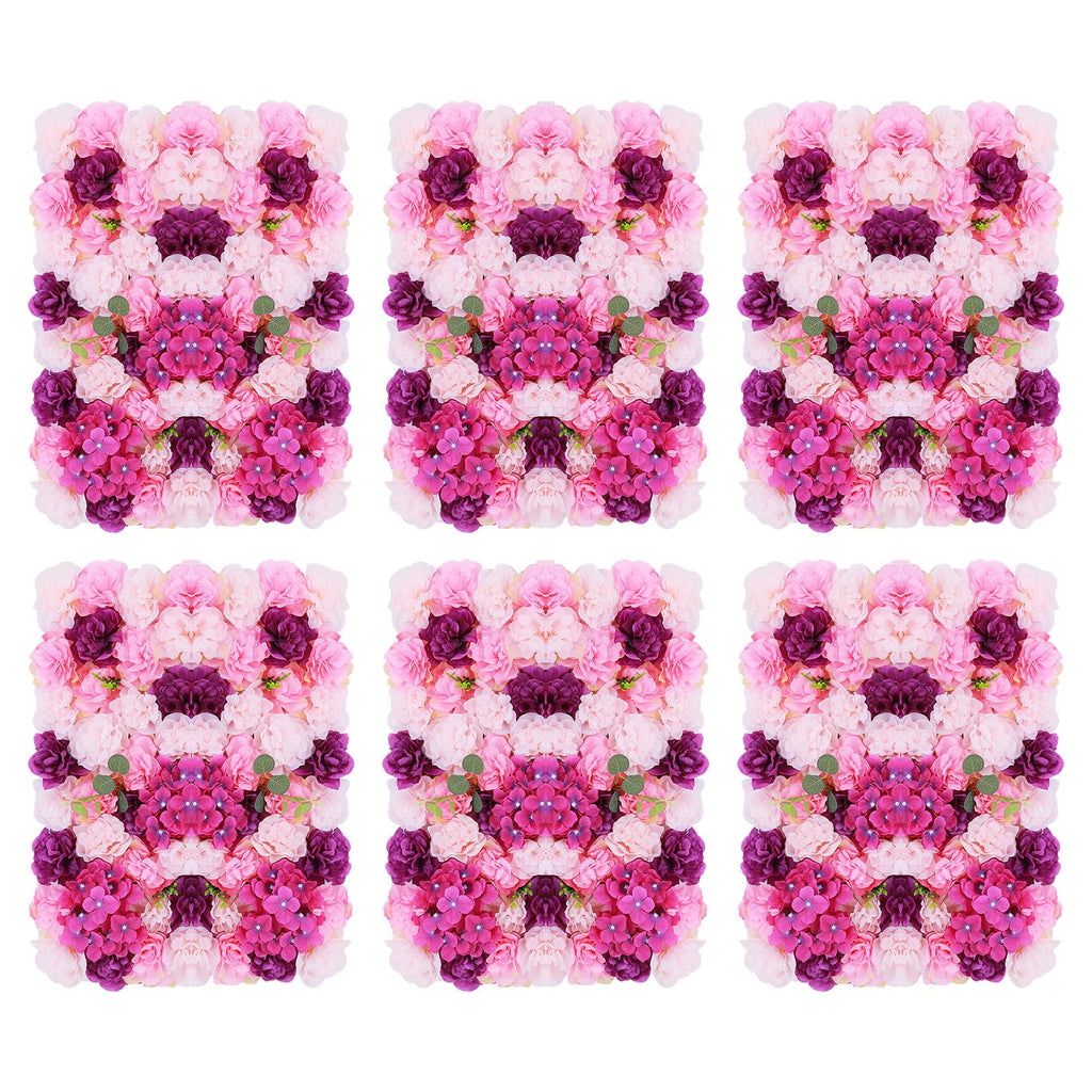 Pink Yellow Flower Wall Panels, Artificial Peony Rose Backdrop, 6Pcs 3D Silk Floral Panels for Wedding Decor, Party Background, Home Wall Decoration (40x60cm)