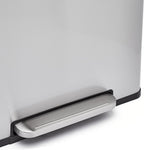 Amazon Basics Dual Compartment Recycling Trash Can with Soft-Close Lid, Fingerprint Resistant, Removable Liner Buckets, 60 Liters, Rectangular, Grey, Silver