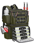 MATEIN Fishing Backpack with 4 Tackle Boxes, Fishing Bag with Rod Holder