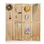 Pegboard Display, 5.6Ft Portable Freestanding Wall Organizer Wooden Room Divider Folding Privacy Screens for Craft Art Display Board (6 Panels, Natural)