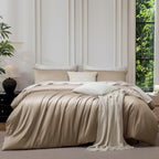MooMee Queen Duvet Cover Set 100% Extra Long Staple Cotton Cooling Bedding
