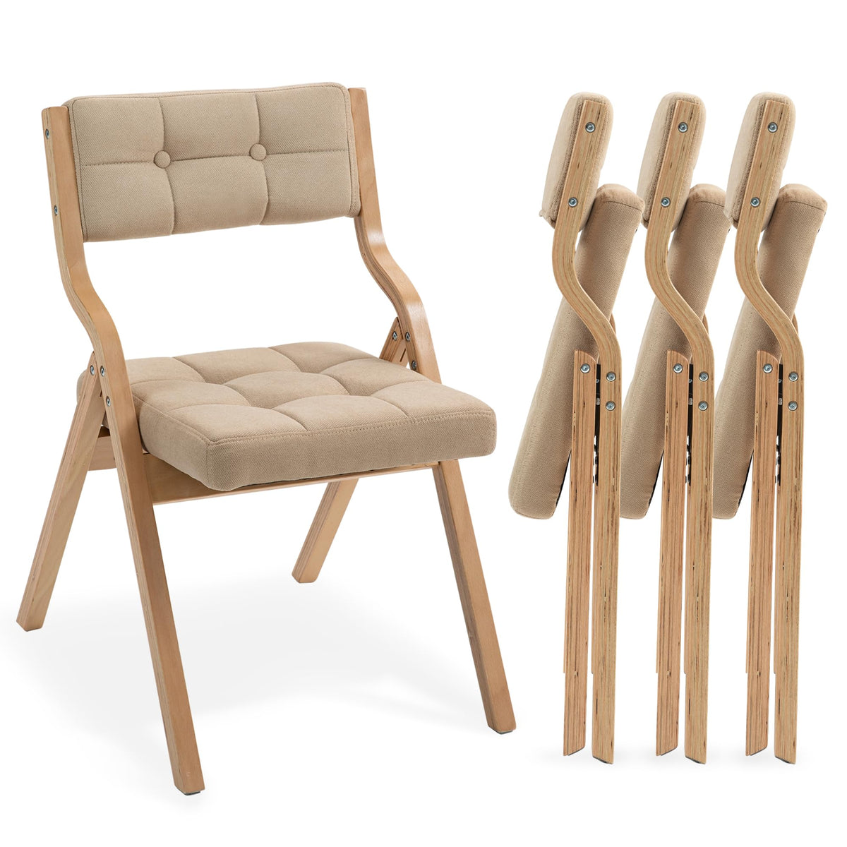 HOMEFUN Folding Chairs with Cushion, Folding Dining Chairs, 2 Pack