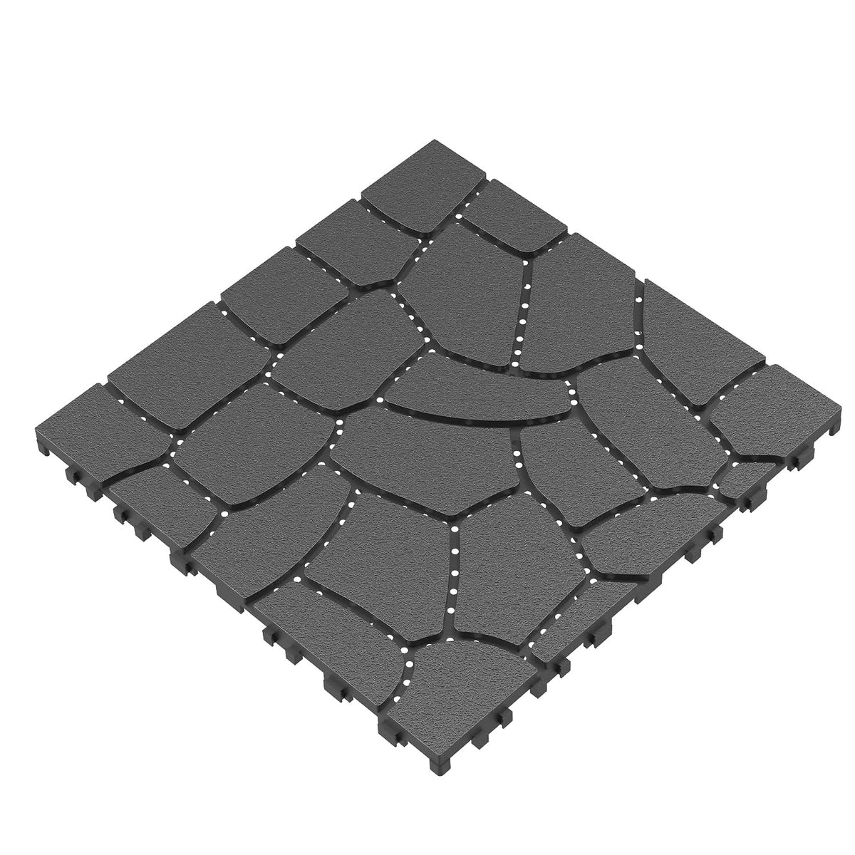 12" Patio Deck Tile, Patio Flooring, 44 Packs Deck Tiles Interlocking Outdoor All Weather, Flooring Tiles for Balcony, Backyard Pool decking Tiles, Easy Installation, Dark Gray - Stone Texture