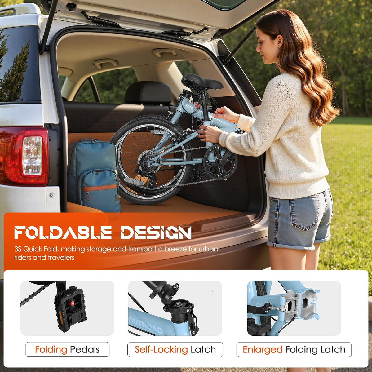 Betterland 20 inch Folding Bike, Foldable Bicycle for Adults with 7 Speed Derailleur, Lightweight Collapsible Bicycle for City Commuting, Fold Up Bike Men Women Teenagers