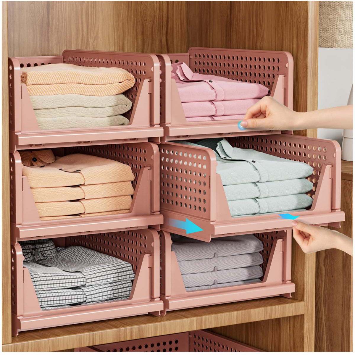 8 Pack Closet Organizers and Storage, Stackable & Foldable Closet Bins