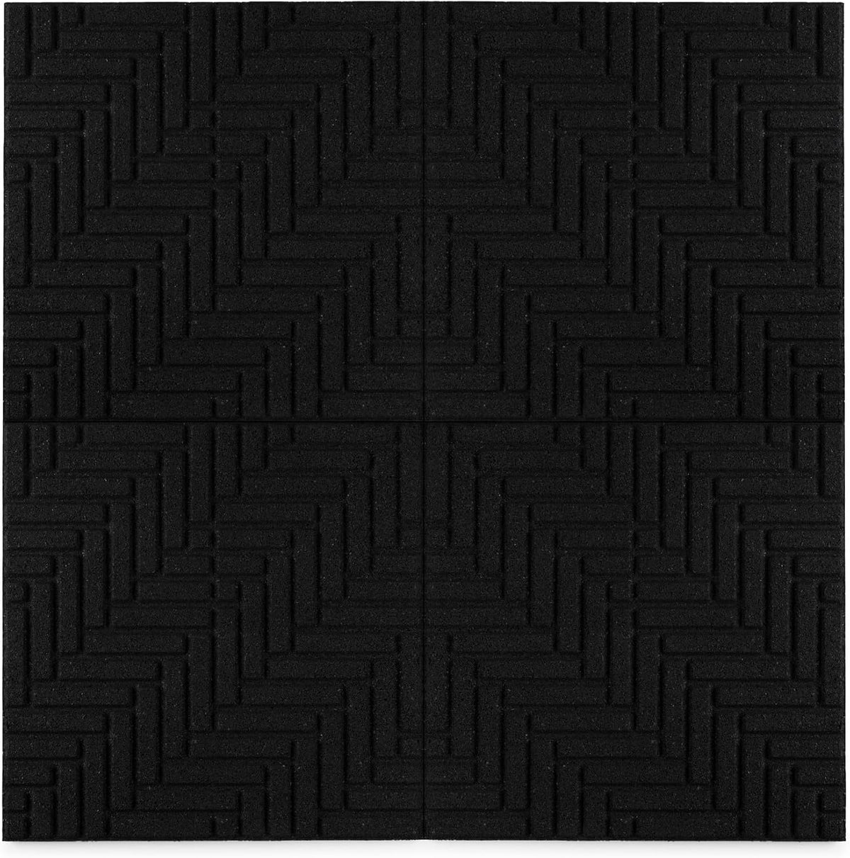 Playsafer Herringbone Rubber Interlocking Tiles | 16 X 16 | Easy Install for Indoor and Outdoor Use (Black, 20 Tiles)